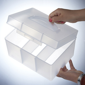 Plastic Storage Box Organizer Frosted Transparent Rectangle With Compartments For Toys Books Medicine Desktop Use - Product Image 2