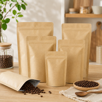 Sachet Doypack en papier kraft doublé de papier aluminium réutilisable, qualité alimentaire, anti-humidité et anti-poussière, pour grains de café, sac en papier personnalisé
