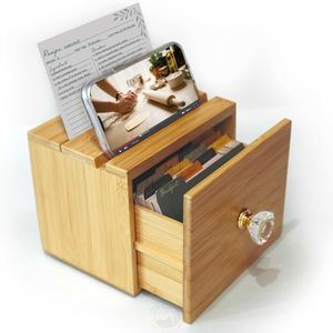 4x6 100% Bamboo Wooden <strong>Recipe</strong> <strong>Box</strong> with Cards and Dividers Drawer <strong>Recipe</strong> Boxes Bamboo Wooden <strong>Recipe</strong> <strong>Box</strong> - Product Image 1