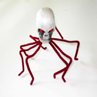 Accessoires d'Halloween Crâne Araignée avec Jambes Flexibles Colorées, Ornements de Tête de Squelette Effrayants pour Décoration de Bureau ou Fête Hantée