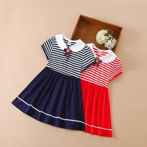 Robes d'été pour filles KUYEEBEAR 2022, robes à manches courtes plissées à rayures, robes pour petites filles de 6 à 14 ans, vente en gros - Product Image 2