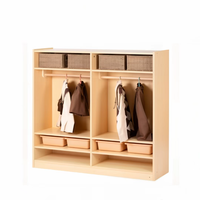 Casier de rangement en bois Montessori pour maternelle, armoire de garderie, organisateur de rangement pour sacs à dos, vêtements et chaussures de tout-petits