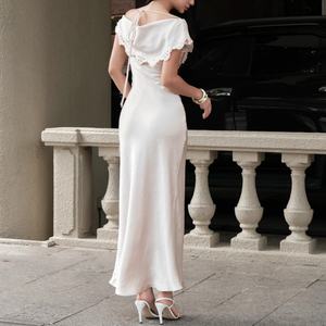 Elegante Vestido Largo de Satén para Mujer, Vestido de Noche sin Mangas con Encaje, Vestido de Satén para Salir de Noche o para Invitadas de Boda - Product Image 2