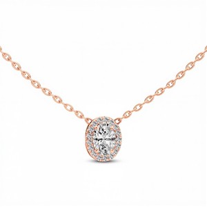 Colgante Moderno de Diamante Creado en Laboratorio con Corte Ovalado de 0.50 Ct para Mujer, Color VVS VS EF, Plata de Ley 925, Oro de 10KT 14KT 18KT, Estilo Minimalista - Product Image 4
