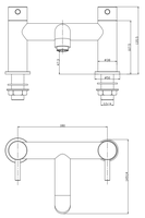 Robinet d'évier de salle de bain en bronze brossé double poignée mitigeur de douche de bain de vanité avec pommeau de douche montage sur pont