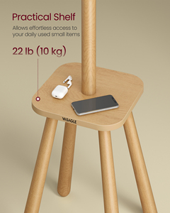 VASAGLE Tree Shape <strong>Wood</strong> Coat Stand 67" Tall Clothes Rack with 8 Hooks &amp; <strong>Shelf</strong> for Wardrobe Bedroom Bathroom - Product Image 3