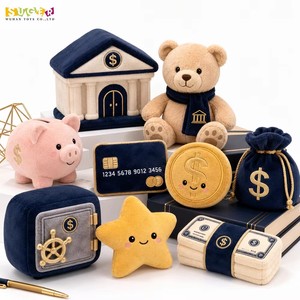 Set de Juguetes de Peluche con Temática de Banco de Finanzas Personalizado, Hucha, Caja Fuerte, Bolsa para Tarjetas de Crédito y Dinero, Oso de Peluche - Product Image 1