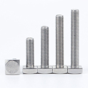 Vis et boulons à tête carrée en acier inoxydable 304, tailles métriques M4 M5 M6 M12, grade 4.8, finition blanchie - Product Image 1