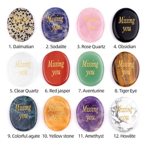 Pierre précieuse d'agate en cristal d'oeil de tigre inspirée gravée avec des mots d'encouragement "Missing You" Meilleur cadeau pour <span class=keywords><strong>maman</strong></span> ou amant - Product Image 2