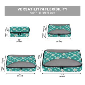 Organiseurs de bagages pliables à motif de fleurs de Tiare hawaïennes, ensemble de 4 cubes de rangement, logo personnalisé, cubes de rangement pour valise - Product Image 4