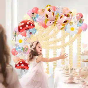 52 adet Enchanted kızlar orman ormanlık yaratık doğum günü partisi dekor peri tema balon Garland parti dekorasyon kiti