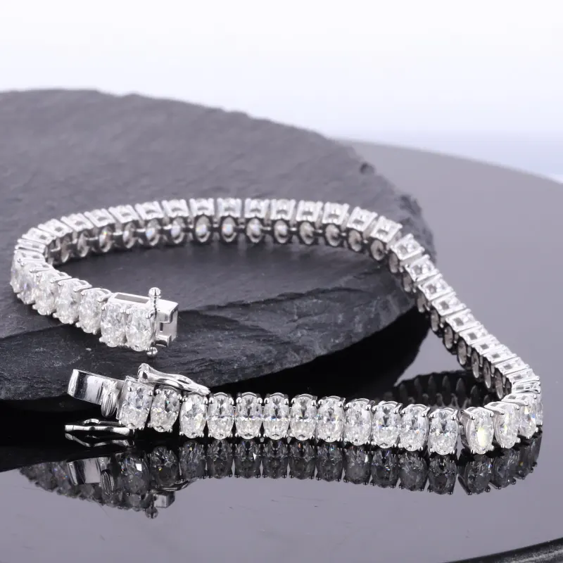 Prachtige Ovale Vorm 14K White Gold Moissanite Tennis Armband Diamanten