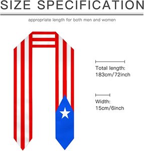 Écharpe de graduation unisexe avec drapeau de Porto Rico, accessoire pour toge de baccalauréat, prix d'usine, 100 pièces - Product Image 2