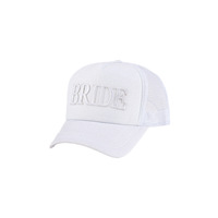 Cappello da Baseball Trucker Bianco con Ricamo 3D BRIDE, Traspirante, Casual, per Addio al Nubilato, Vendita all'Ingrosso