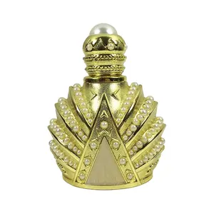 Antique Luxury Arabic Style Metal 12ml Attar Essential Oil Glass Bottle arabian perfume bottles gold