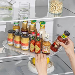 360 Rotating Spice Rack Organizer Clear Rectangular Lazy Susan Turntable Organizer For Refrigerator
