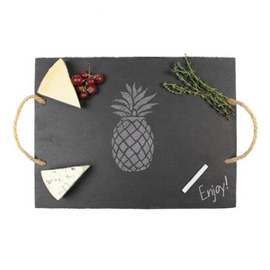 Plateau de service en ardoise noire avec poignée, Snacks carrés de cuisine - Product Image 6