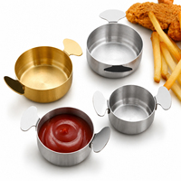 Bol à sauce en acier inoxydable 304 à double poignée, petit, moyen, grand, pour steak, ketchup, restaurant