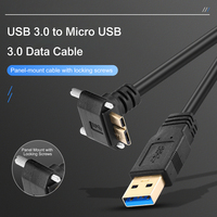 Cable de Datos Industrial USB 3.0 a Micro USB B Macho con Bloqueo, Triple Blindaje, 5Gbps, para Cámara de Visión Artificial