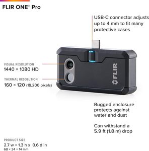 กล้องถ่ายภาพความร้อน FLIR ONE Pro สำหรับสมาร์ทโฟน IOS ชุดสี 5 สี พิกเซลความร้อน 16 บิต ความละเอียดสูงพิเศษ 320x240 (160x120) - Product Image 3