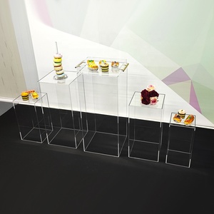 Custom Wedding Cake Floor Pedestal Acrylic Plinth Square Clear Acrylic Plinth Display Stand