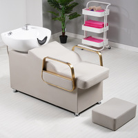 Fauteuil de lavage de luxe pour salon, accoudoir doré, lavabo en céramique professionnel, confortable pour salle de bain, hôpital, entrepôt