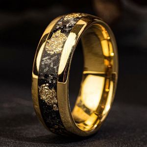 Anillos De Acero Inoxidable Men's Gold Stainless Steel High-End <b>Ring</b> Vintage Starry Sky Oval Cut Wedding Engagement Finger Band - Product Image 3