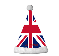Meistverkaufte Britische Flaggen-Weihnachtsmützen Komfortable Plüsch-Weihnachtsmützen für Erwachsene Neujahrs-Festliche Party-Kopfbedeckung