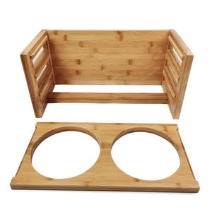 Mangeoire en bambou à hauteur réglable OEM avec bol surélevé rectangulaire en céramique pour chat Gamelle écologique pour chien et chat - Product Image 2