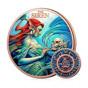 Moneta da Collezione di Lusso da 5 Troy Ounce in Rame Puro .999, Sirena Creatura Mitica, Rilievo 3D, Rame Colorato, Lingotto da 5oz - Product Image 1