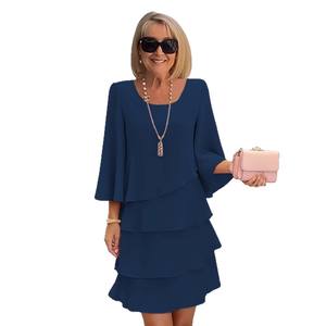 กระโปรงทรงเค้กสีพื้นแฟชั่นฤดูร้อนปี 2026 สำหรับผู้หญิง สไตล์หรูหราสง่างาม เหมาะสำหรับใส่ไปทำงาน ทรงแม็กซี่ เอวสูง ระบายอากาศได้ดี จับจีบ คอวี - Product Image 4