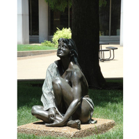 Décoration de jardin en bronze coulé, statue de fille dansante, sculpture en métal
