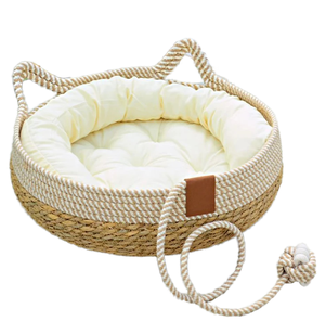 Прямая поставка с завода, натуральная водоросль, ручная работа, кровать для домашних животных среднего/большого размера, кровать для собак/кошек с подушкой - Product Image 2