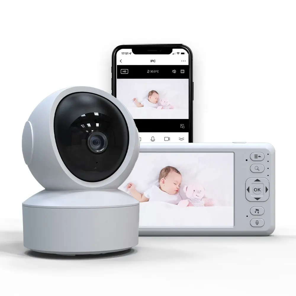 New 5.0 inch Tuya App remote view 1080p night vision cry detection VOX Wireless smart wifi baby video monitor camera with screen