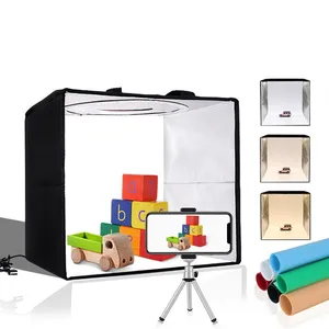 YEAH Professional Studio Soft Box 30 40 cm Kit de tente d'éclairage de séance photo avec lumière de gradation continue, 120 LED, toile de fond 6 couleurs