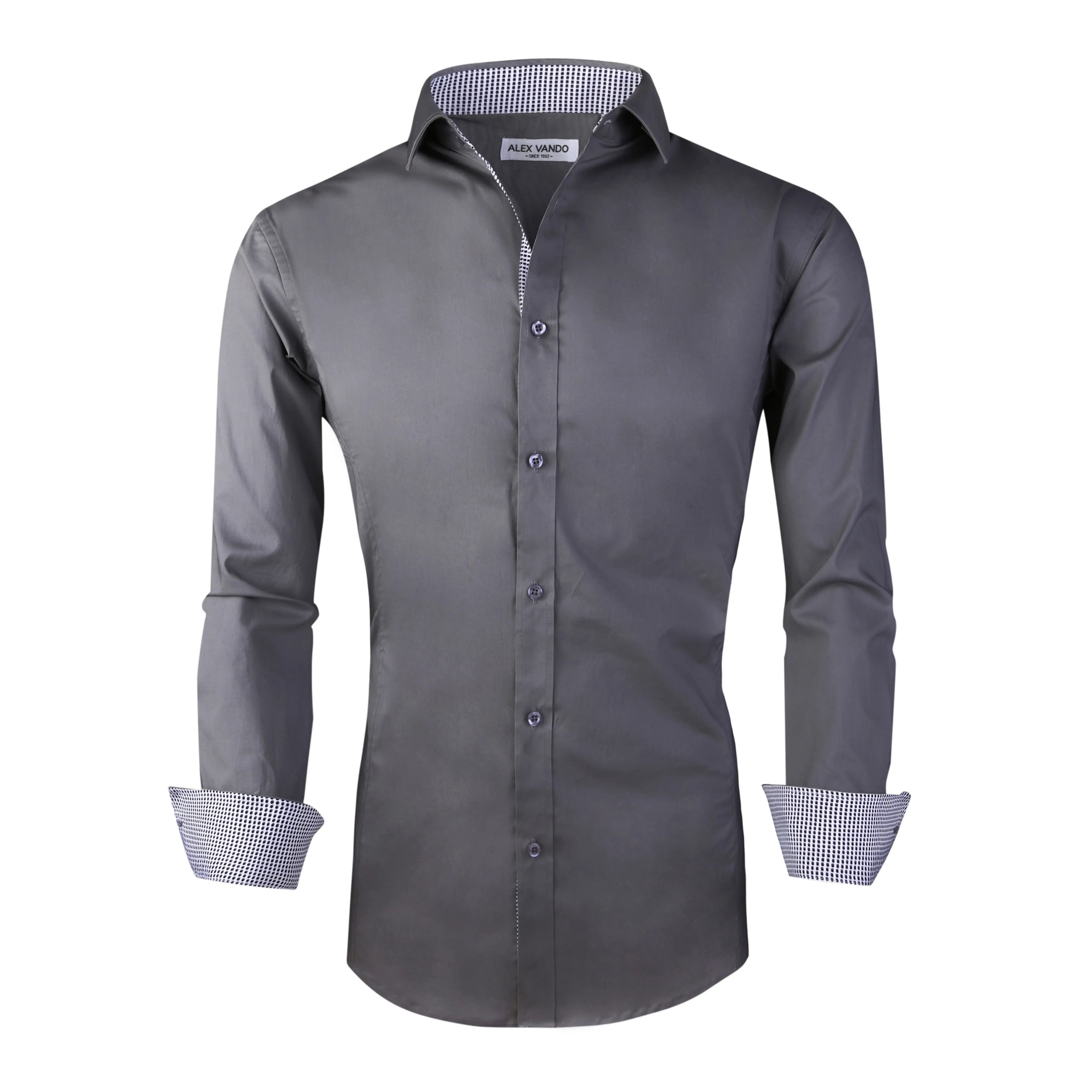 Formal Design Classical Slim Fit Contrast Fashion Casual Full Sleeve Men Clothing Dress Shirts