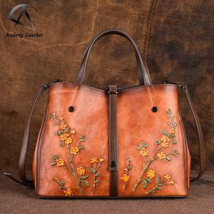 Bolso de Mano Retro de Cuero Vacuno Genuino Andong para Mujer, Bolsos Cruzados de Hombro para Chicas, Bolsos Casuales de Gran Capacidad, Elegantes para Damas - Product Image 1