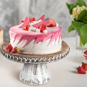 Support de présentation de gâteaux de mariage en bois perlé de luxe pour cuisine et fêtes, également utilisable comme plateau de rangement et présentoir - Product Image 5