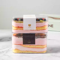 Boîte à gâteau en plastique transparent bon marché en gros, boîte à dessert carrée et ronde, récipient alimentaire avec couvercles