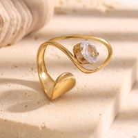 HL Trendy Irregular Open Ring High Quality Stainless Steel PVD 18K Gold Zircon Non Fading Ring for Women
