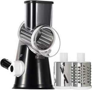 Manual Kitchen Grater <b>Vegetable</b> Slicer With 3 Drum Blades Rotary Cheese Grater With Handle Round Slicer Nuts Grinder - Product Image 2
