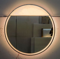 Miroir LED de salle de bain intelligent, éclairé, mural, rond, avec cadre métallique étanche, pour la décoration intérieure d'hôtel moderne