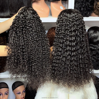 Perruque Lace Transparente 4x4 Cheveux Humains Vierge Remy Birmans Ondulés Bouclés Effet Vague d'Eau Noeuds Blanchis 10"-40" Couleur Naturelle 4*4