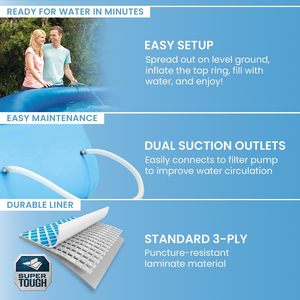 <span class=keywords><strong>Piscine</strong></span> gonflable <span class=keywords><strong>INTEX</strong></span> 28131EH Easy Set, 12 pieds x 30 pouces, capacité de 1485 gallons, profondeur d'eau de 23 pouces, comprend une cartouche de 530 GPH - Product Image 5