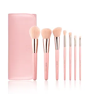 Wholesale Synthetic Soft Fiber Rose Gold Beauty Cosmetic Make Up Brushes High Quality Eco-Friendly Travel Brush Set Makeup