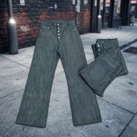 Jean en denim brut exclusif pour homme, coupe droite, cinq boutons, fermeture éclair, taille mi-haute, style streetwear, denim selvedge, coupe bootcut