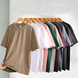 고품질 티셔츠 폴리에스터 + 면 블랭크 셔츠 평범한 폴리에스터 면 느낌 파스텔 색상 티셔츠 시원한 느낌 티셔츠 - Product Image 1