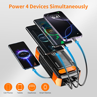 Batteries externes solaires 100W à manivelle, câbles intégrés, charge rapide 65W, batterie portable 40000mAh, batterie externe pour ordinateur portable