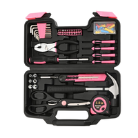 Ensemble d'outils pour femmes portable de 132 pièces, rose, pour la maison, multi-usages, boîte à outils de réparation ménagère