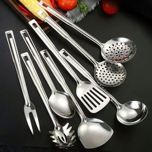 Factory Stainless Steel Set <b>Large</b> Metal Basting Spoon Kitchen Cooking Soup Ladle Small Spatula Accessories High Colander Serving - Product Image 3